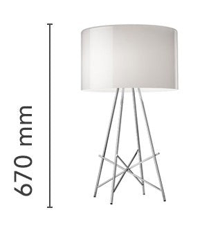 Flos Ray Table Lampada Da Tavolo con dimmer grigio lucido Vetro spenta, dettaglio del corpo lampada e dei materiali