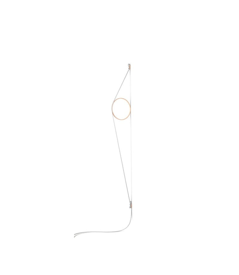 Flos Wirering Lampada da parete Cavo bianco e Anello Rosa Biancorosa spenta, dettaglio del corpo lampada e dei materiali