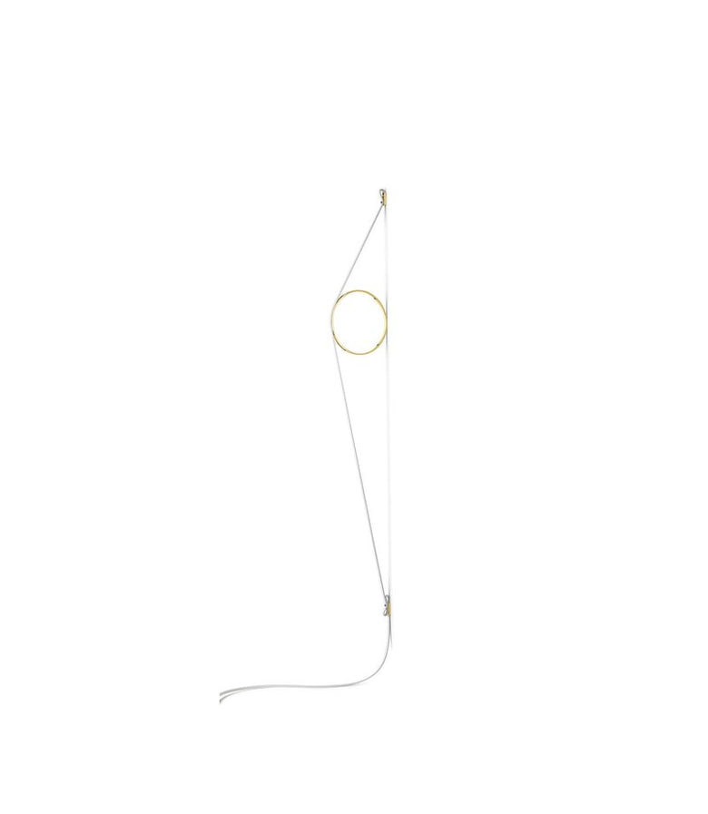 Flos Wirering Lampada da parete Cavo bianco e Anello Oro Biancooro spenta, dettaglio del corpo lampada e dei materiali