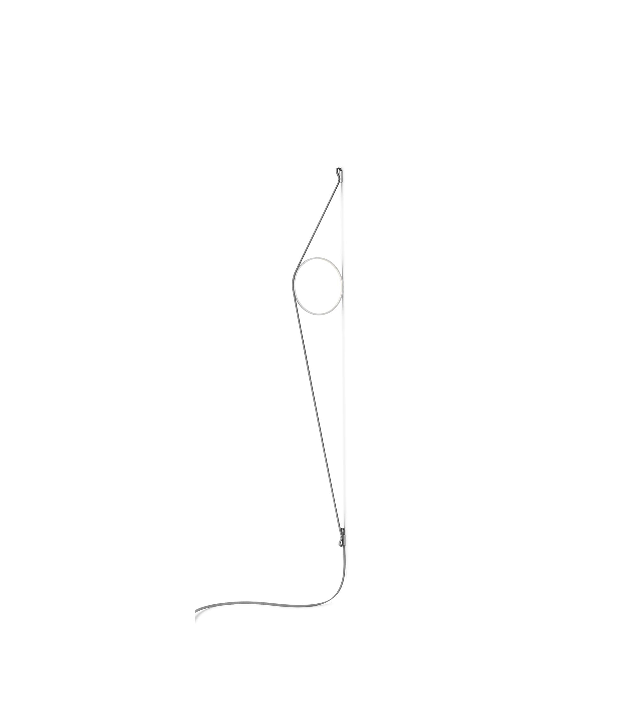 Flos Wirering Lampada a parete 208 cm cavo Grigio e Anello Grigiobianco spenta, dettaglio del corpo lampada e dei materiali