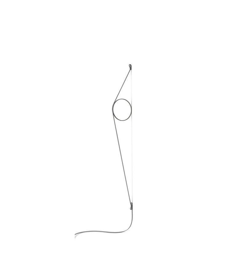 Flos Wirering Lampada da parete cavo grigio e Anello Grigio spenta, dettaglio del corpo lampada e dei materiali