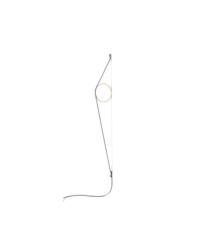 Flos Wirering Lampada a parete 208 cm cavo grigio Anello Grigiorosa spenta, dettaglio del corpo lampada e dei materiali