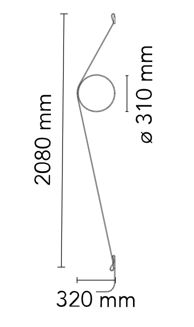 Flos wirering lampada a parete 208 cm a luce indiretta cavo grigio anello oro