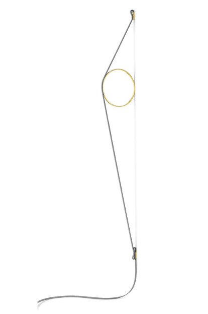 Flos wirering lampada a parete 208 cm cavo grigio anello oro Grigio Oro in alluminio accesa in ambiente, design e...