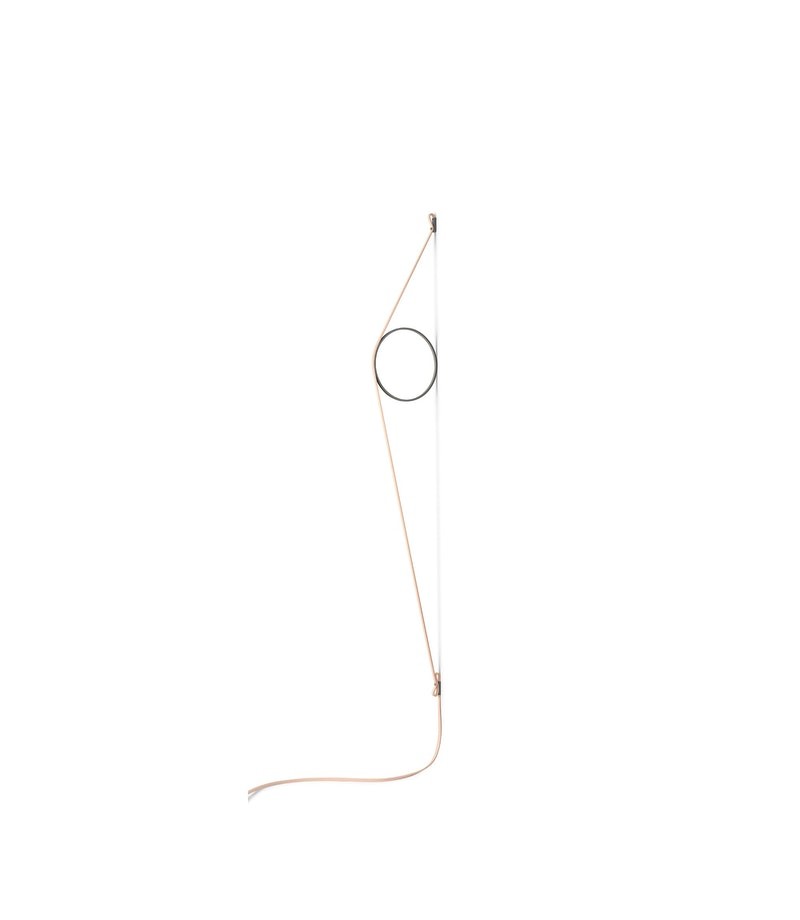Flos Wirering Lampada da parete cavo rosa e Anello Grigio Rosagrigio spenta, dettaglio del corpo lampada e dei materiali
