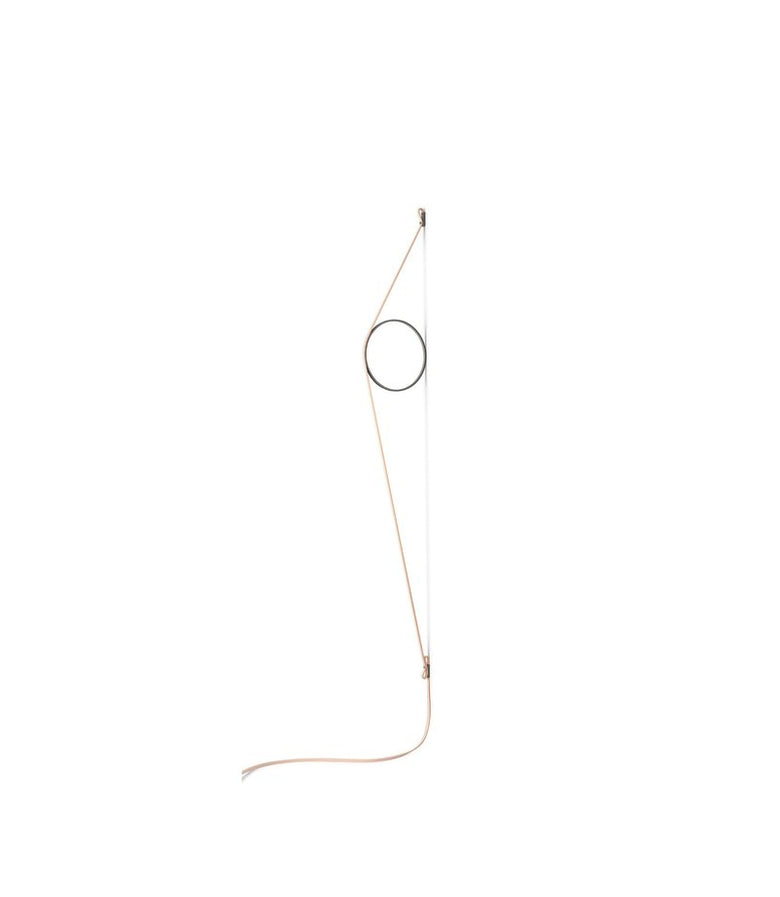 Flos Wirering Lampada da parete cavo rosa e Anello Grigio Rosagrigio spenta, dettaglio del corpo lampada e dei materiali