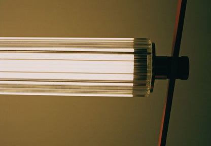 Flos Wireline Lampada led 130 cm a sospensione e luce diffusa in vetro trasparente con cavo in gomma Rosa