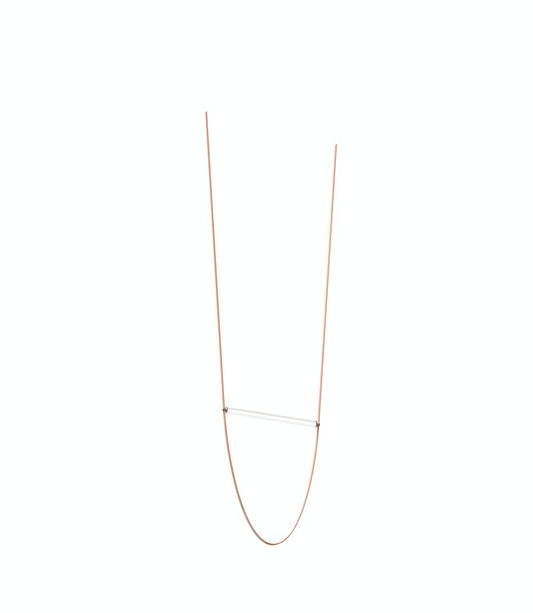 Flos Wireline Lampada led 130 cm a sospensione e luce diffusa in vetro trasparente con cavo in gomma Rosa
