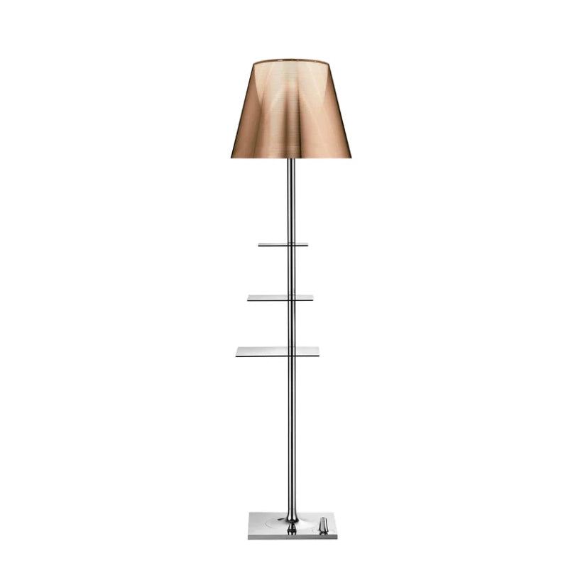 Flos Bibliotheque Nationale Lampada portaoggetti a in acciaio inox e lucido accesa in ambiente, design e diffusione della...