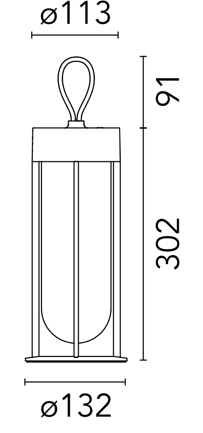 Flos In Vitro Unplugged Lampada ricaricabile da esterno, vista posteriore con attacco elettrico