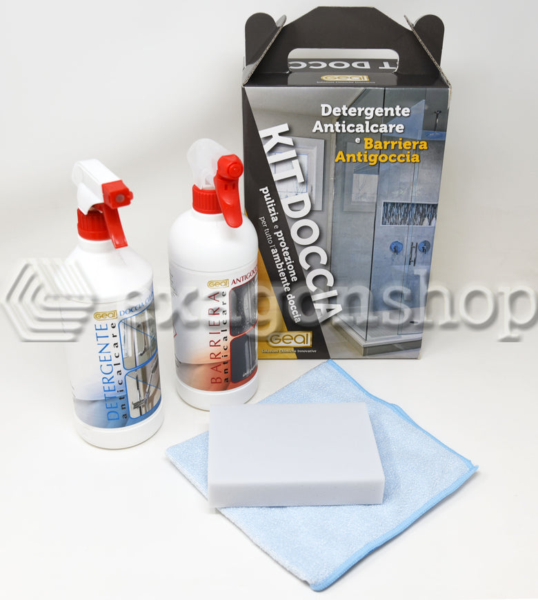 Kit Doccia Detergente Anticalcare E Barriera Antigoccia per in ceramica montato a parete, vista del design e della...