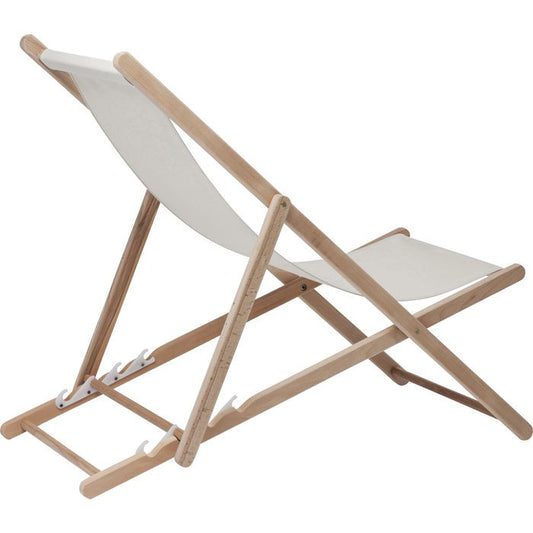 Bright Summer Sedia a sdraio pieghevole da esterno giardino terrazza in legno di faggio e cotone beige