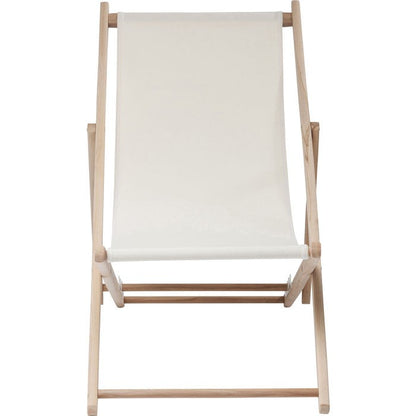 Bright Summer Sedia a sdraio pieghevole da esterno giardino terrazza in legno di faggio e cotone beige