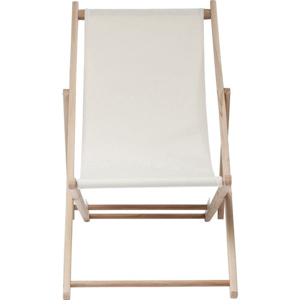 Bright Summer Sedia a sdraio pieghevole da esterno giardino terrazza in legno di faggio e cotone beige