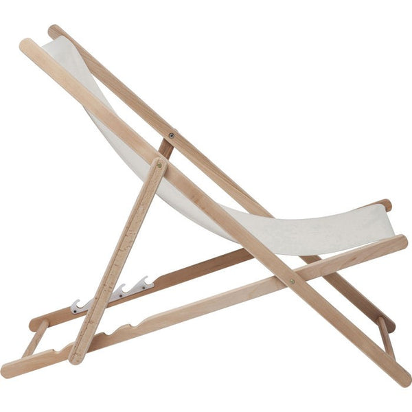 Bright Summer Sedia a sdraio pieghevole da esterno giardino terrazza in legno di faggio e cotone beige