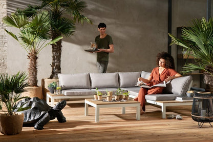 Kare Design Holiday salotto angolare da Esterno Giardino Grigio Bianco