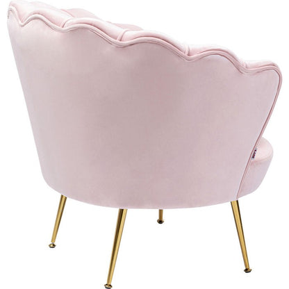 Water Lily Poltrona design Glamour con gambe acciaio e tessuto imbottito Rosa