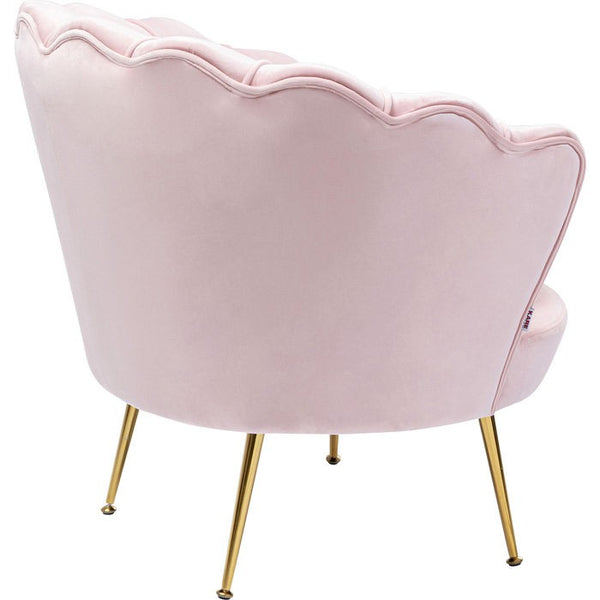 Water Lily Poltrona design Glamour con gambe acciaio e tessuto imbottito Rosa