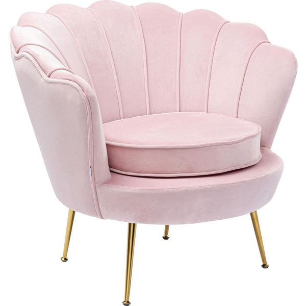 Water Lily Poltrona design Glamour con gambe acciaio e tessuto imbottito Rosa
