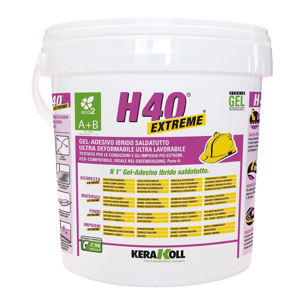 Kerakoll H40 Extreme Geladesivo Ibrido Saldatutto Ultra Bianco montato a parete, vista del design e della finitura