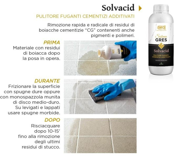 Geal Solvacid+ 1L — Detergente Acido Professionale per montato a parete, vista del design e della finitura