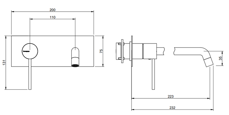 Treemme Up+ RWIT6BA9CC01 miscelatore monocomando lavabo 223 Cromo Lucido visto dall'alto con scarico e interno visibili...
