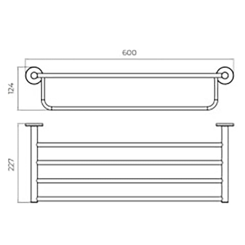 Rack portasciugamani 60 cm oro rosa spazzolato Minimal, vista laterale del profilo a muro - Exagonshop