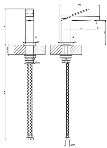 Rettangolo K 53002 Gessi Miscelatore lavabo senza scarico