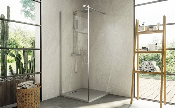 Walk in 120 cm parete doccia vetro temperato 6 mm 195 H cromo Linje