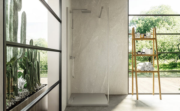 Walk in 80 cm parete doccia vetro temperato 6 mm 195 H cromo Linje