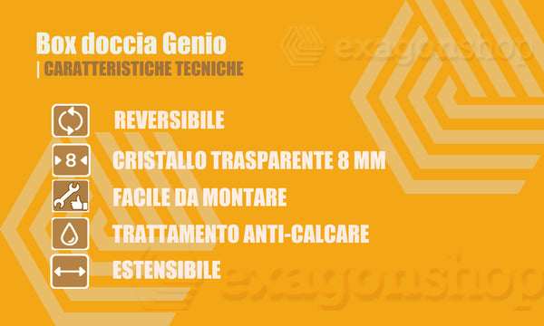 Genio Walk-In box doccia a parete Fissa 120 cm H. 200 in cristallo trasparente 8 mm e profilo cromo