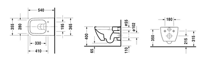 Duravit Happy D2 coppia sanitari sospesi wc senza brida con sedile normale e bidet in ceramica bianco