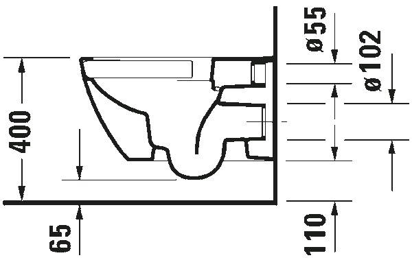 Wc Sospeso Senza Brida a cacciata senza sedile Bianco Happy D2 2222090000 Duravit