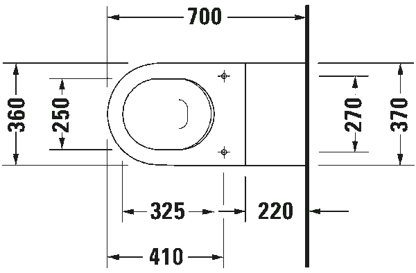 Wc Sospeso Vital Scarico orizzontale senza barriere 36x70 Bianco Starck 3 2203090 Duravit