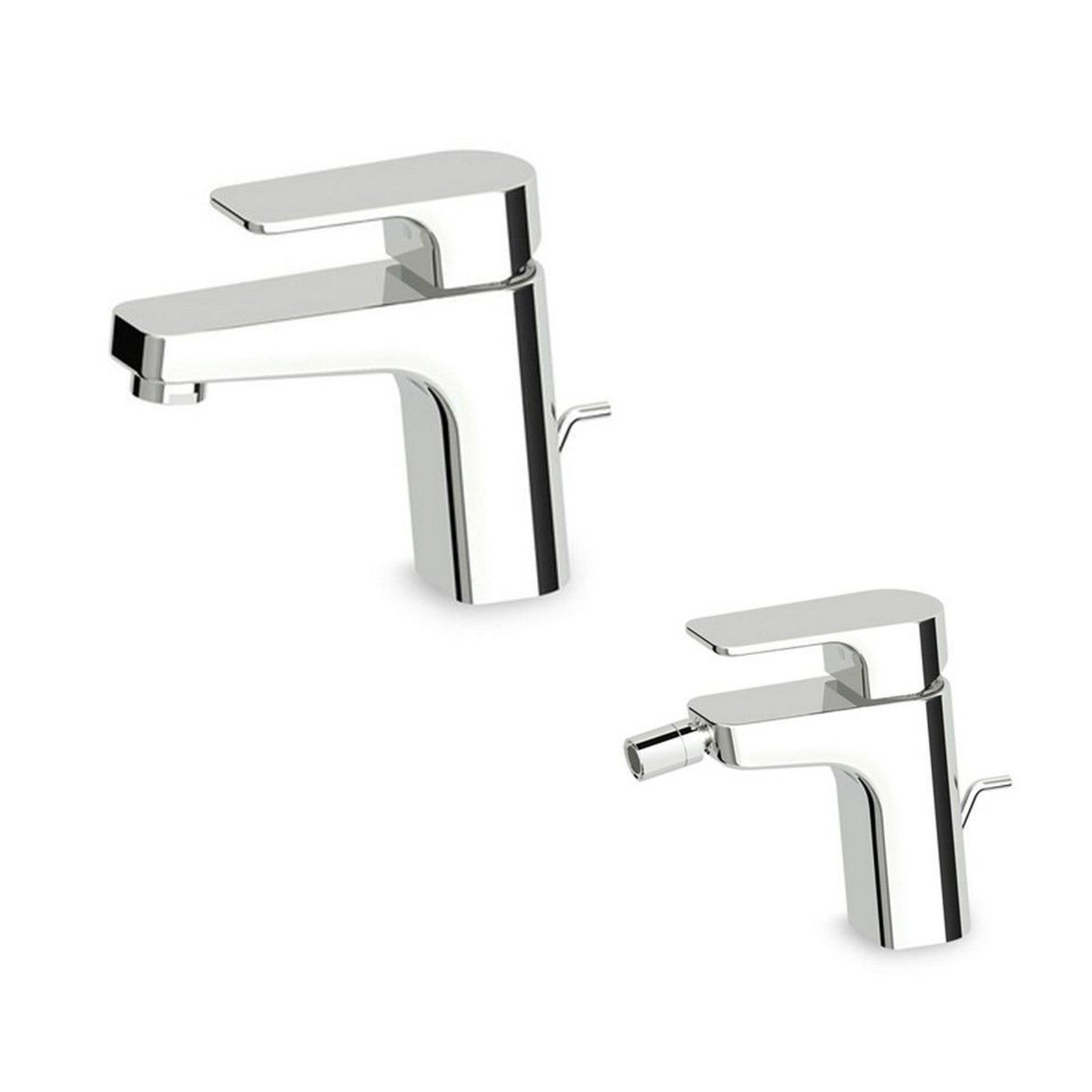 Zucchetti Wind Coppia Miscelatori Lavabo Bidet Cromo ZWN590 ambientato su piano bagno con accessori - Zucchetti Rubinetteria