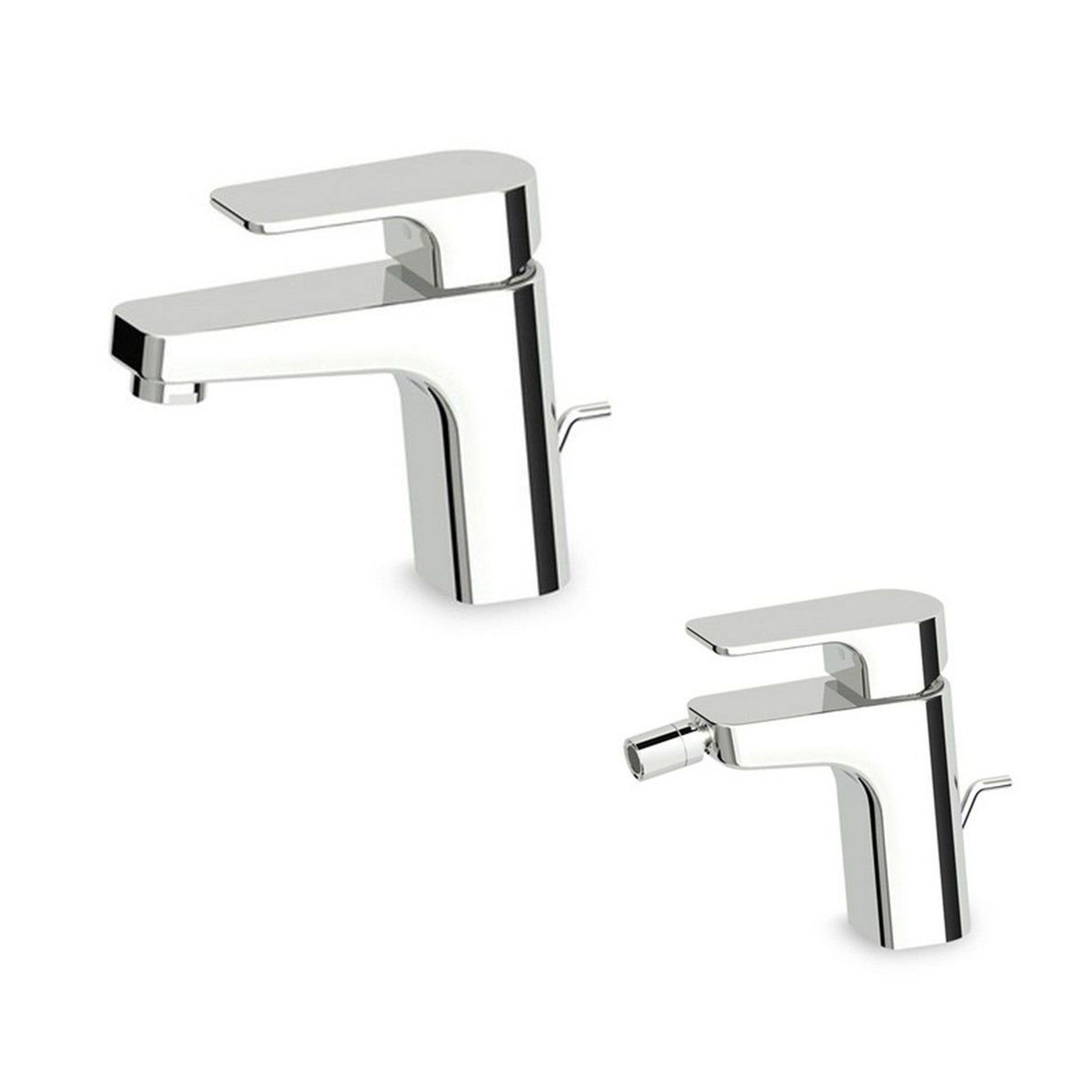 Zucchetti Wind Coppia Miscelatori Lavabo Bidet Cromo ZWN590 ambientato su piano bagno con accessori - Zucchetti Rubinetteria