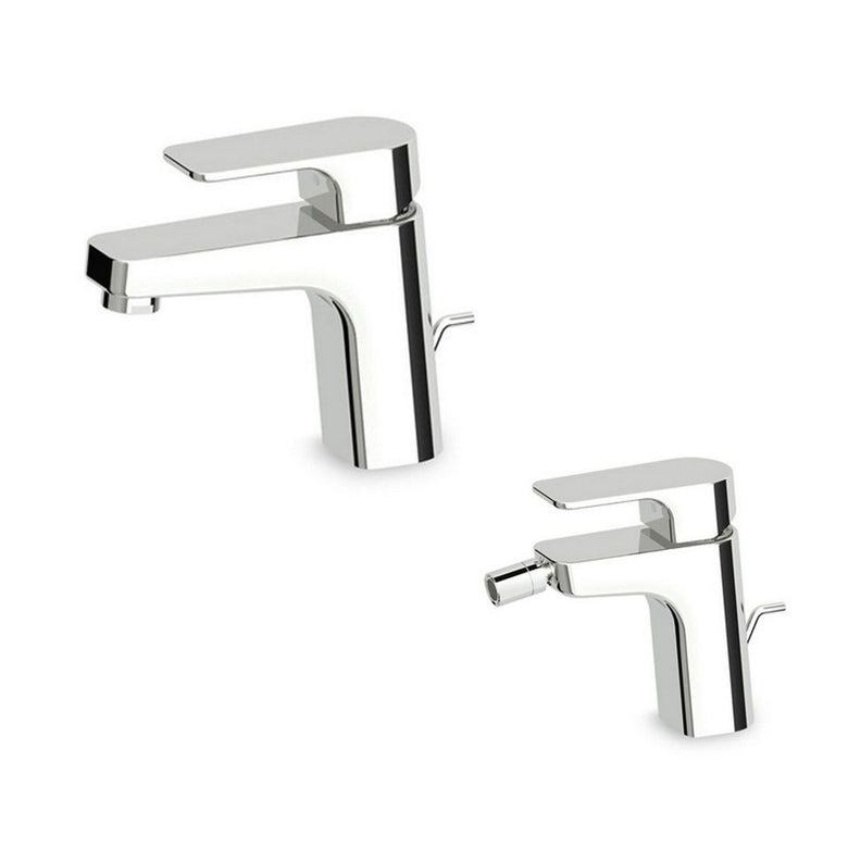 Zucchetti Wind Coppia Miscelatori Lavabo Bidet Cromo ZWN590 ambientato su piano bagno con accessori - Zucchetti Rubinetteria