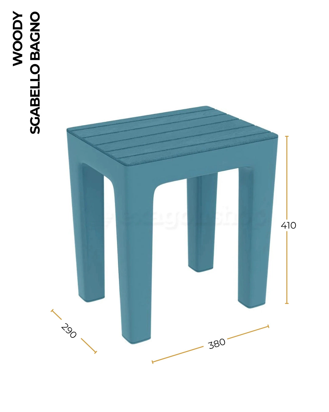 Sgabello bagno in plastica blu pastello Woody 130105