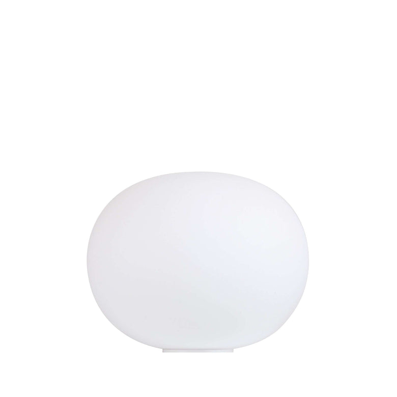 FLOS Glo-ball Basic 2 Lampada da tavolo 45 cm bianco spenta, dettaglio del corpo lampada e dei materiali