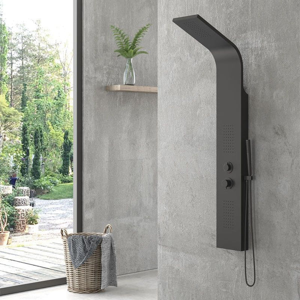New Line P3 Pannello Doccia Idromassaggio Con 2 Jet Laterali Effetto Pioggia nero opaco