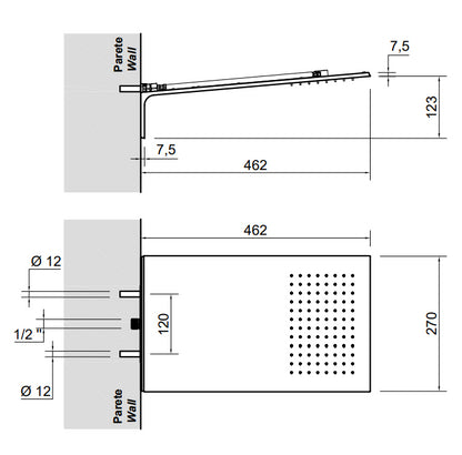 Antonio Lupi Mezzavela Soffione 27x50 A Muro Acciaio Inox Satinato