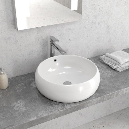 New Line Bowl Lavabo Tondo 44,5 Cm Da Appoggio In Porcellana Bianca