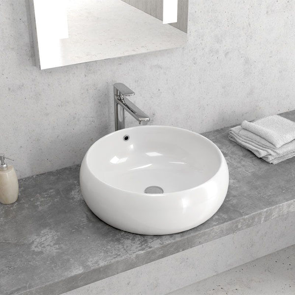 New Line Bowl Lavabo Tondo 44,5 Cm Da Appoggio In Porcellana Bianca