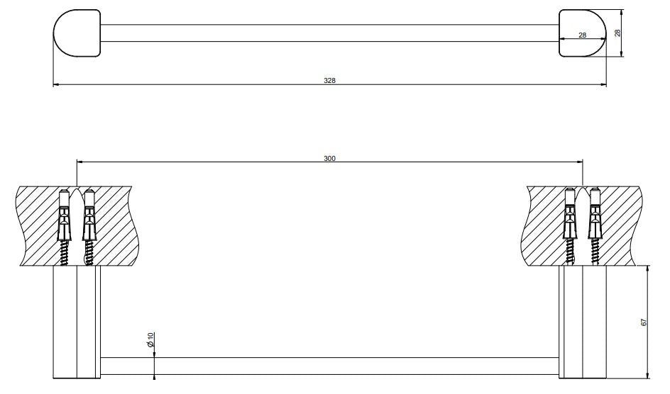 Gessi Rilievo portasciugamani 30 cm a muro cromo, dettaglio ravvicinato del materiale e dell'aggancio