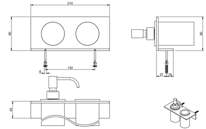 Treemme 5mm portaspazzolini con dispenser portasapone liquido bianco inox satinato