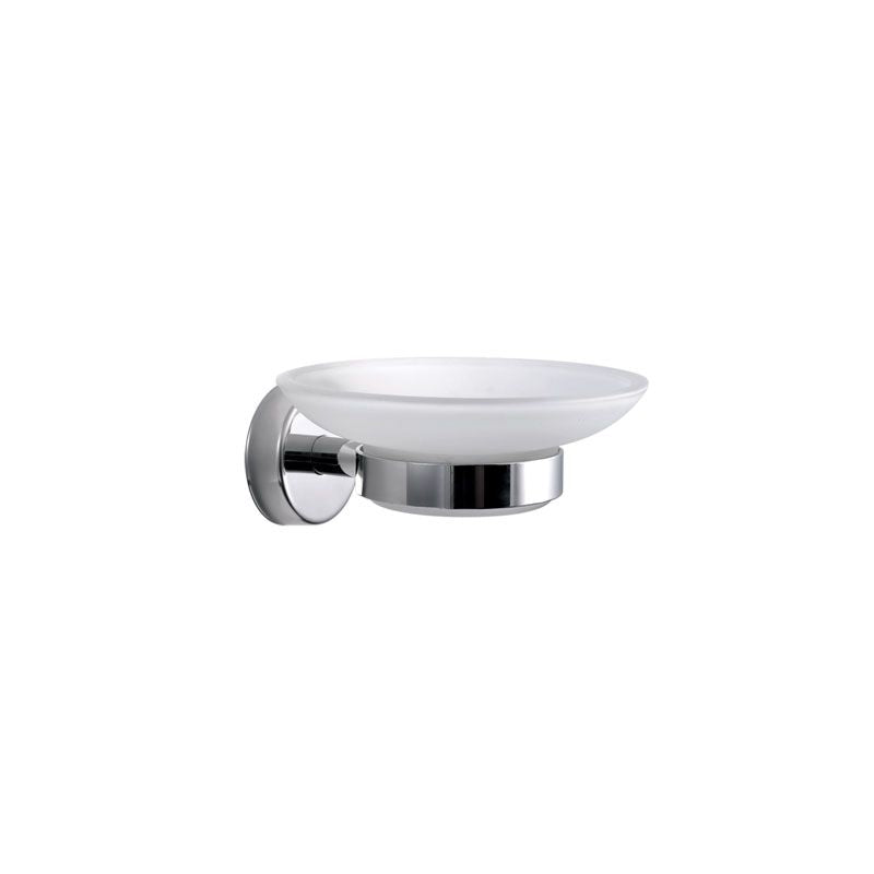 New Line M3 portasapone 11 cm tondo a muro In vetro acidato e Acciaio Inox cromo