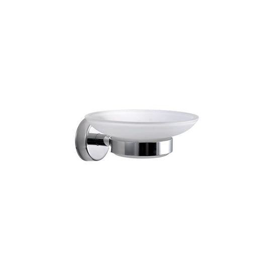 New Line M3 portasapone 11 cm tondo a muro In vetro acidato e Acciaio Inox cromo