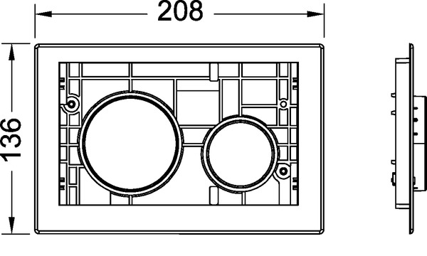 Tece TECEloop pulsantiera di comando WC per cover tasti, vista frontale su sfondo bianco - Tece Italia