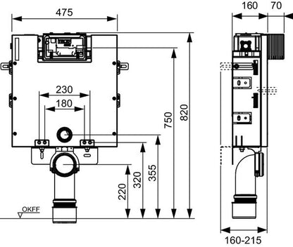 Tece TECEbox modulo WC con cassetta Uni e base piastrellabile frontale, altezza di montaggio 820 mm