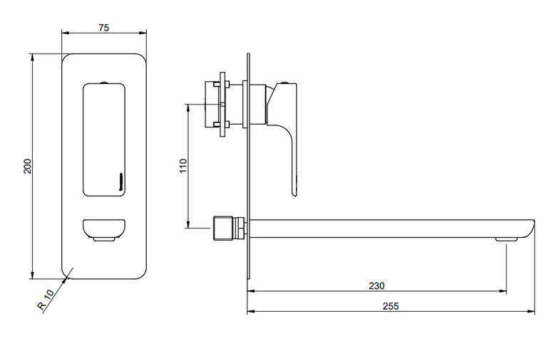 Treemme Hask RWIT6AB3CC01 Miscelatore lavabo a muro 230 mm Cromo Lucido ambientato su piano bagno con accessori...